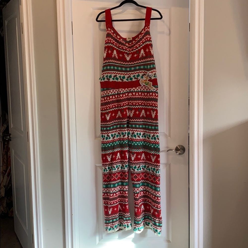 Ugly Christmas knit overalls